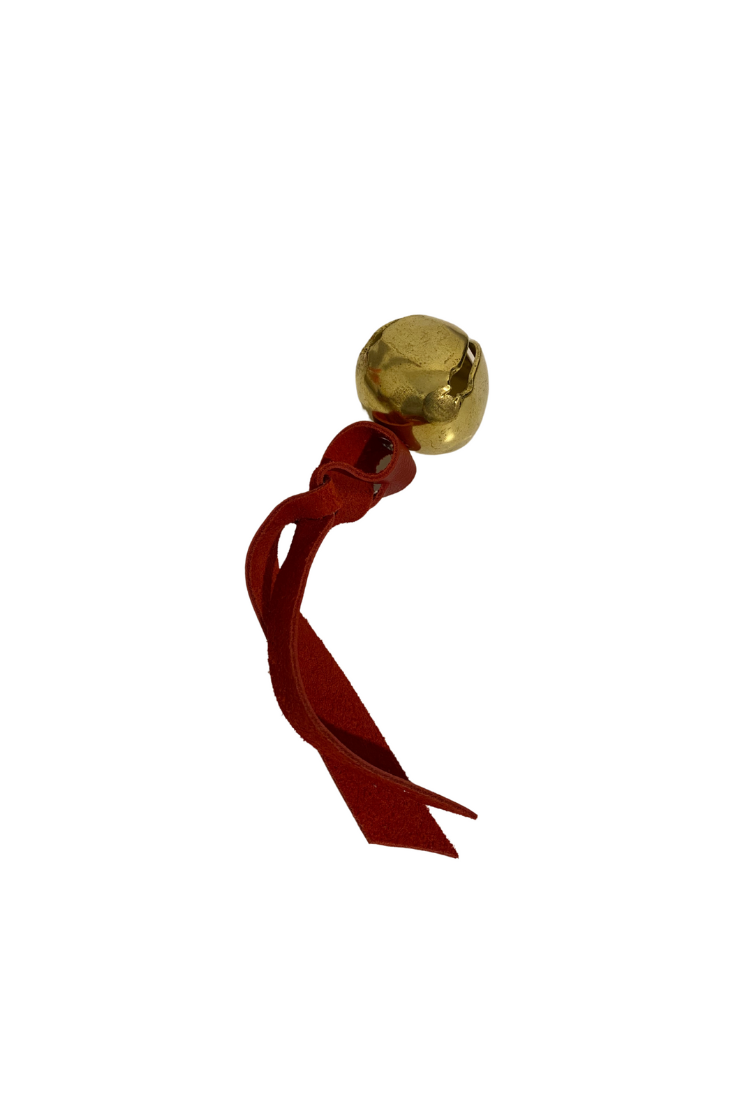 Brass bell with red leather strap